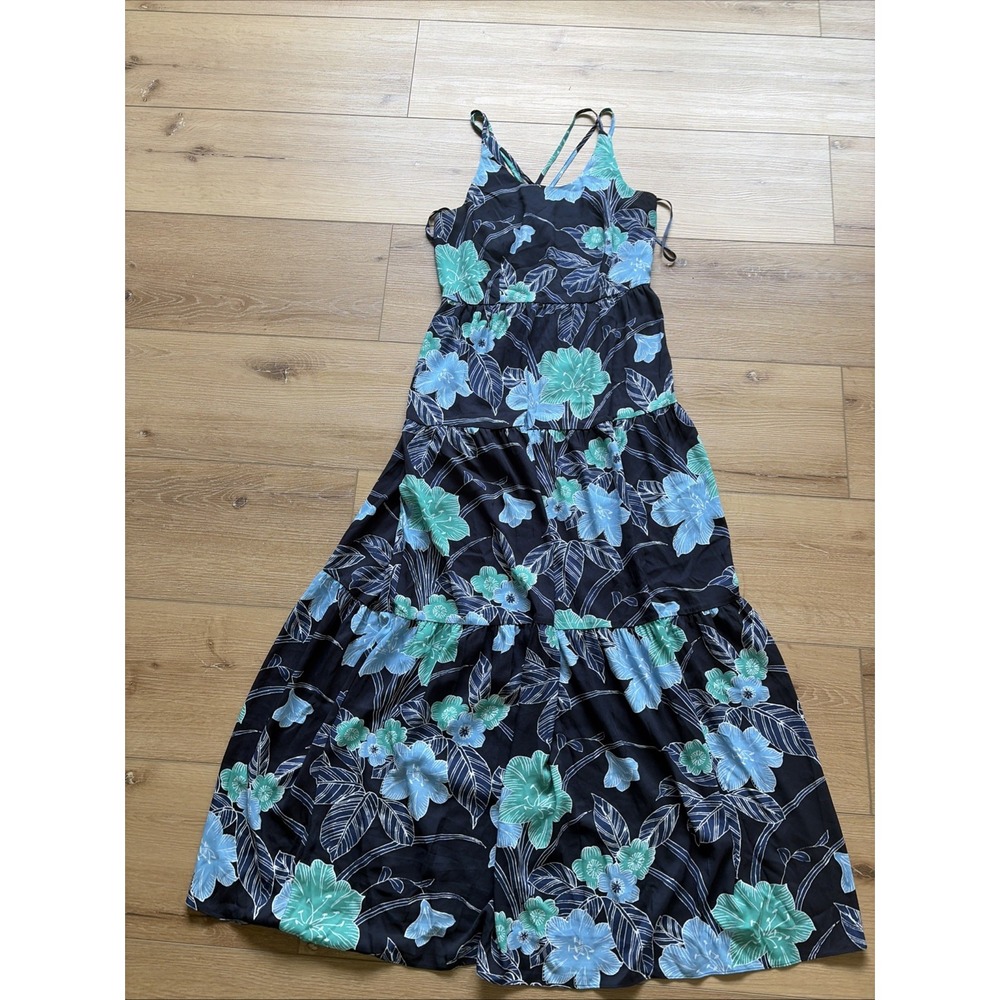 LOFT Women Blue Floral Sleveeless Maxi Dress size 6 EUC Vacation Dress